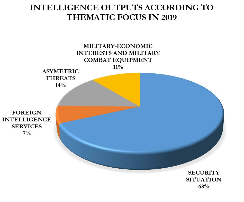 Intelligence outputs according to thematic focus in 2019